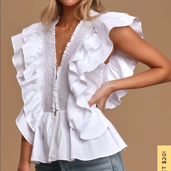 In A Ruffle White Ruffled Hook and Eye Top - Picture 2 of 5